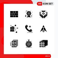 Universal Icon Symbols Group of 9 Modern Solid Glyphs of dubaicoin plus donation phone honey Editable Vector Design Elements