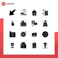 Universal Icon Symbols Group of 16 Modern Solid Glyphs of tab mobile over hand healthcare Editable Vector Design Elements