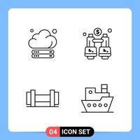 4 Line Black Icon Pack Outline Symbols for Mobile Apps isolated on white background 4 Icons Set vector