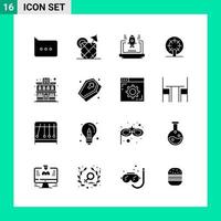 Pack of 16 Solid Style Icon Set Glyph Symbols for print Creative Signs Isolated on White Background 16 Icon Set vector