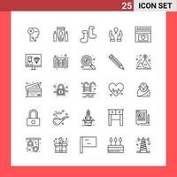 25 Icon Pack Line Style Outline Symbols on White Background Simple Signs for general designing vector