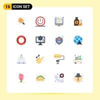 Group of 16 Flat Colors Signs and Symbols for finance bag ui money price Editable Pack of Creative Vector Design Elements