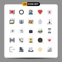 Group of 25 Modern Flat Colors Set for shirt heart button customer dressmaking button Editable Vector Design Elements