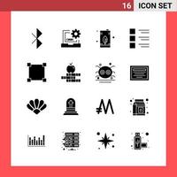 16 Icon Pack Solid Style Glyph Symbols on White Background Simple Signs for general designing vector