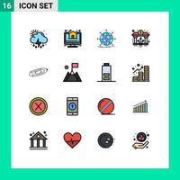 Pictogram Set of 16 Simple Flat Color Filled Lines of galaxy blockchain business banking web Editable Creative Vector Design Elements