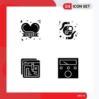 Thematic Vector Solid Glyphs and Editable Symbols of badge browser romantic heart protection document Editable Vector Design Elements