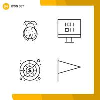 4 Icon Set Line Style Icon Pack Outline Symbols isolated on White Backgound for Responsive Website Designing vector