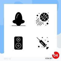 Modern Pack of 4 Icons Solid Glyph Symbols isolated on White Backgound for Website designing vector