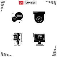 Set of 4 Commercial Solid Glyphs pack for bubble physics camera measure animation Editable Vector Design Elements