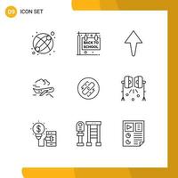 Set of 9 Modern UI Icons Symbols Signs for link url up chain fly Editable Vector Design Elements