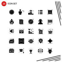 Collection of 25 Vector Icons in solid style Pixle Perfect Glyph Symbols for Web and Mobile Solid Icon Signs on White Background 25 Icons