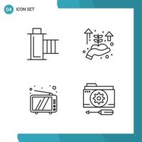 Vector Pack of 4 Outline Symbols Line Style Icon Set on White Background for Web and Mobile