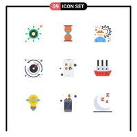 Universal Icon Symbols Group of 9 Modern Flat Colors of timer stopwatch time gear engineer Editable Vector Design Elements