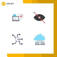 Editable Vector Line Pack of 4 Simple Flat Icons of disc network publish deny circle Editable Vector Design Elements