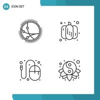 Vector Pack of 4 Outline Symbols Line Style Icon Set on White Background for Web and Mobile