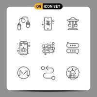 Set of 9 Vector Outlines on Grid for log mobile drum game app Editable Vector Design Elements