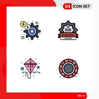 Mobile Interface Filledline Flat Color Set of 4 Pictograms of dollar gras marketing stamp mardi Editable Vector Design Elements