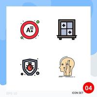 Universal Icon Symbols Group of 4 Modern Filledline Flat Colors of exam head interior protection knowledge Editable Vector Design Elements