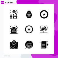 Solid Icon set Pack of 9 Glyph Icons isolated on White Background for Web Print and Mobile vector