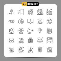 Paquete de 25 iconos negros signos de símbolos de contorno para diseños receptivos sobre fondo blanco 25 iconos establecidos vector