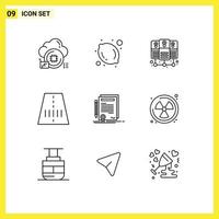 9 Thematic Vector Outlines and Editable Symbols of document contract server hosting certificate transport Editable Vector Design Elements