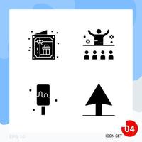 Modern Pack of 4 Icons Solid Glyph Symbols isolated on White Backgound for Website designing vector