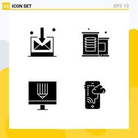 4 iconos creativos signos y símbolos modernos de desarrollo empresarial codificación de alimentos enlatados elementos de diseño vectorial editables en la nube vector