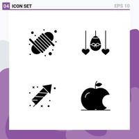 Universal Icon Symbols Group of 4 Modern Solid Glyphs of camping fireworks yarn easter eid Editable Vector Design Elements