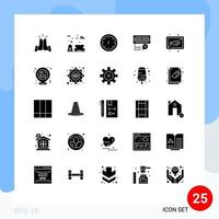 Modern Set of 25 Solid Glyphs and symbols such as seafood input alert data adapter Editable Vector Design Elements