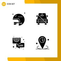 4 Icon Set Solid Style Icon Pack Glyph Symbols isolated on White Backgound for Responsive Website Designing vector