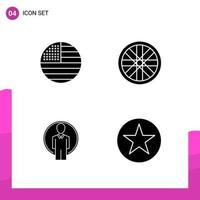 Glyph Icon set Pack of 4 Solid Icons isolated on White Background for responsive Website Design Print and Mobile Applications vector