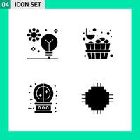 Pack of 4 Solid Style Icon Set Glyph Symbols for print Creative Signs Isolated on White Background 4 Icon Set vector