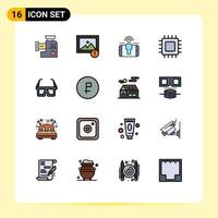 16 iconos creativos, signos y símbolos modernos de gafas, hardware, usuarios, dispositivos, computadoras, elementos de diseño de vectores creativos editables