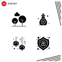 Collection of 4 Vector Icons in solid style Pixle Perfect Glyph Symbols for Web and Mobile Solid Icon Signs on White Background 4 Icons