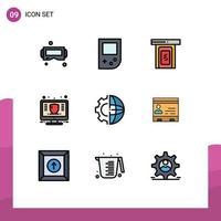 Set of 9 Modern UI Icons Symbols Signs for gear protect cloud money management Editable Vector Design Elements