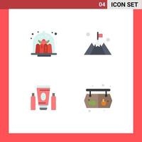 Pack of 4 creative Flat Icons of brownie sport dessert interface medical Editable Vector Design Elements