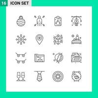 Modern Set of 16 Outlines Pictograph of seeding money document dollar design Editable Vector Design Elements