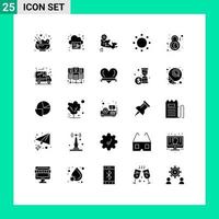 User Interface Pack of 25 Basic Solid Glyphs of symbol eight map day symbolism Editable Vector Design Elements