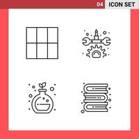 4 Icon Pack Line Style Outline Symbols on White Background Simple Signs for general designing vector