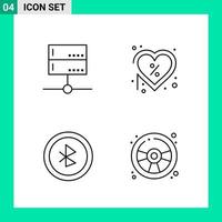 Pack of 4 Line Style Icon Set Outline Symbols for print Creative Signs Isolated on White Background 4 Icon Set vector