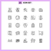 Set of 25 Modern UI Icons Symbols Signs for innovation generation baked concept spatula Editable Vector Design Elements