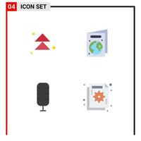 conjunto moderno de 4 iconos planos pictograma de flecha deporte arriba libro negocios elementos de diseño vectorial editables vector