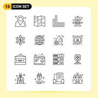 16 iconos creativos para el diseño moderno de sitios web y aplicaciones móviles receptivas 16 símbolos de contorno signos sobre fondo blanco paquete de 16 iconos vector