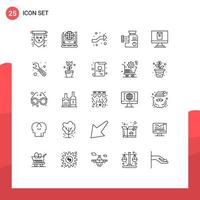 Pictogram Set of 25 Simple Lines of mix kitchen world mixer intersection Editable Vector Design Elements