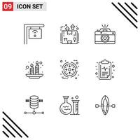 Stock Vector Icon Pack of 9 Line Signs and Symbols for business india camera holi aperture Editable Vector Design Elements