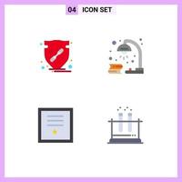 paquete de líneas vectoriales editables de 4 iconos planos simples de estudio de confianza protegen la insignia de la lámpara elementos de diseño vectorial editables vector