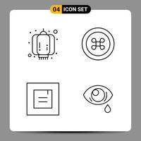 4 Black Icon Pack Outline Symbols Signs for Responsive designs on white background 4 Icons Set vector