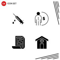 Collection of 4 Vector Icons in solid style Pixle Perfect Glyph Symbols for Web and Mobile Solid Icon Signs on White Background 4 Icons