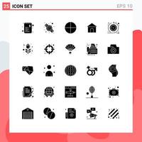 Set of 25 Modern UI Icons Symbols Signs for time process regular pill cycle time house Editable Vector Design Elements