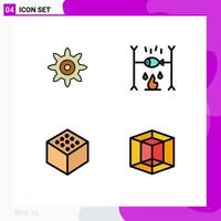 4 User Interface Filledline Flat Color Pack of modern Signs and Symbols of setting graphic holiday cube 82 Editable Vector Design Elements